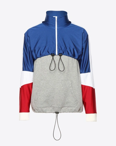 Shop Valentino Drawstring Sweatshirt In Grey