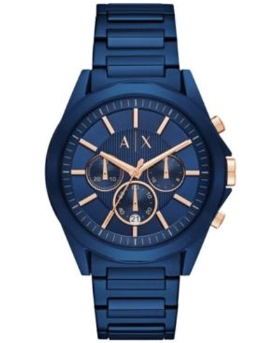 Shop Armani Exchange Ax  Men's Chronograph Blue Stainless Steel Bracelet Watch 44mm Ax2607