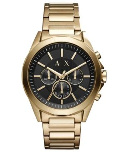 Shop Armani Exchange Men's Chronograph Gold-tone Stainless Steel Bracelet Watch 44mm