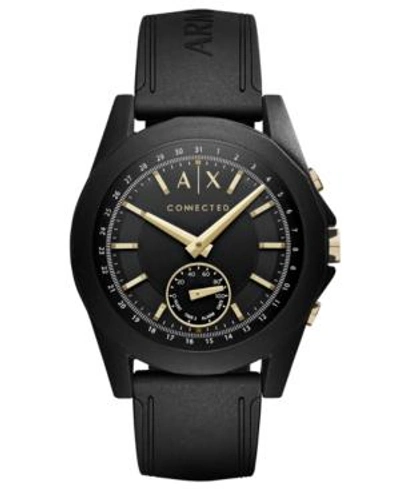 Shop Armani Exchange Ax  Men's Connected Black Silicone Strap Hybrid Smart Watch 44mm