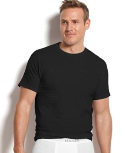 Shop Hanes Men's Platinum Freshiq Underwear, 4 Pack Crew Neck Undershirts In Black