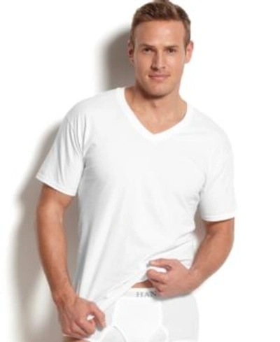 Shop Hanes Platinum Men's Underwear,4 Pack V-neck Undershirts In White