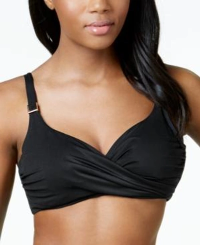 Shop Miraclesuit Hibiskiss Crisscross D-cup Bra-sized Underwire Bikini Top Women's Swimsuit In Black