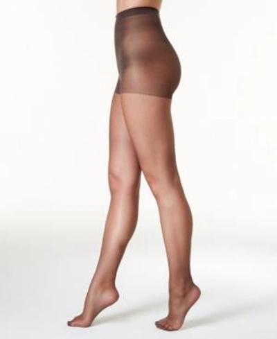 Shop Hanes Silk Reflections Control Top Reinforced Toe Pantyhose In Jet