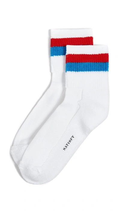 Shop Satisfy Strummer Reverse Socks In White