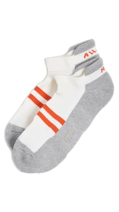 Shop Satisfy Patchwork Low Socks In Grey