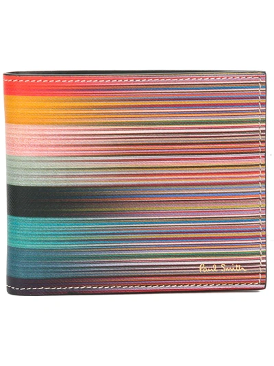 Shop Paul Smith Striped Pattern Wallet In Multicolour