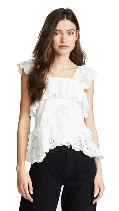 Shop Goen J Sleeveless Top With Lace Ruffle Trim & Layers In White