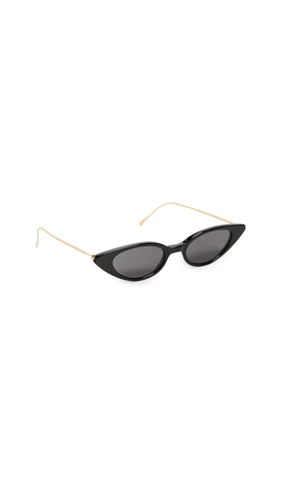 Shop Illesteva Marianne Sunglasses In Black Gold/grey