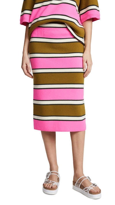 Shop Marc Jacobs Striped Pencil Skirt In Pink Multi