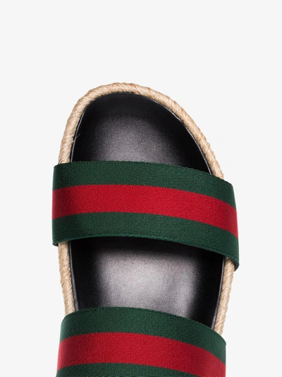 Shop Gucci Green And Red Web Sandals