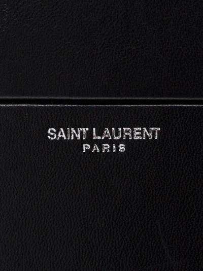 Shop Saint Laurent Black Minaudiere Leather Tassel Bag