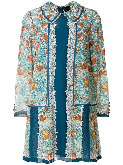 Shop Anna Sui Floral Shirt Dress - Blue