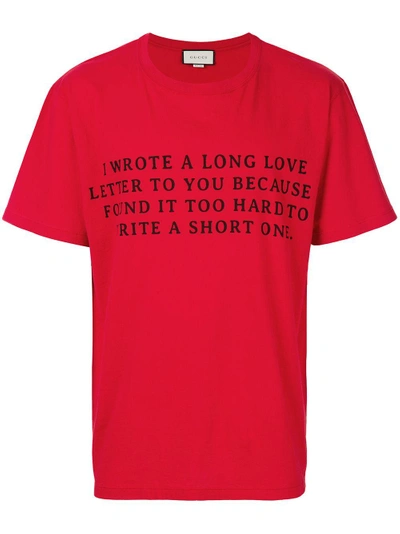 Shop Gucci Love Letter Print T-shirt - Red