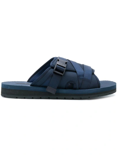 Shop Prada Buckle Open Toe Sandals - Blue