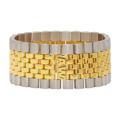Shop Alexander Wang Gold & Silver Watch Band Bracelet