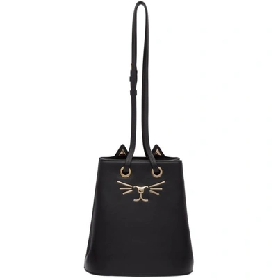 Shop Charlotte Olympia Black Feline Bucket Bag In 001 Black