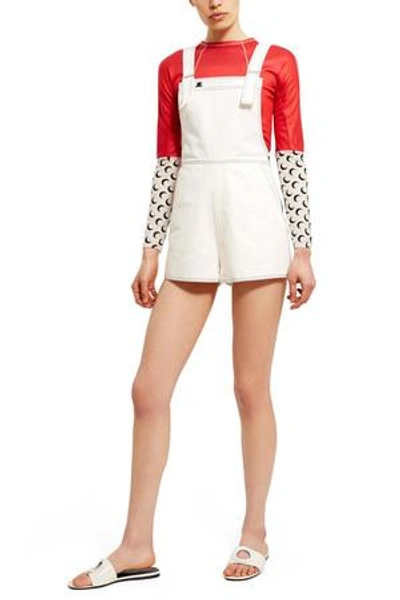 Shop Courrèges Opening Ceremony Denim Short Overalls In White 000