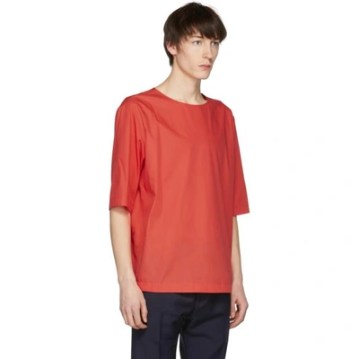 Shop Lemaire Red Poplin T-shirt