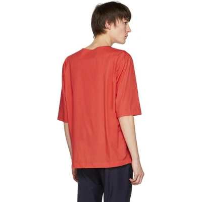 Shop Lemaire Red Poplin T-shirt