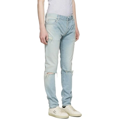 Shop Balmain Blue Six-pocket Vintage Distressed Jeans In 151 Lt Blue