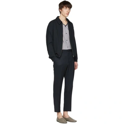 Shop Lemaire Navy Wool Zip Jacket