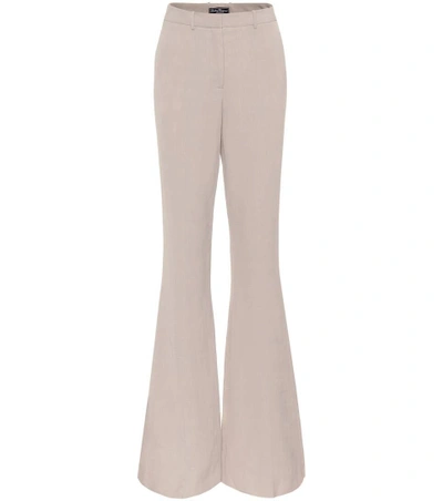 Shop Ferragamo Linen-blend Flared Trousers