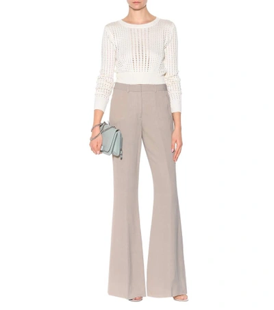 Shop Ferragamo Linen-blend Flared Trousers