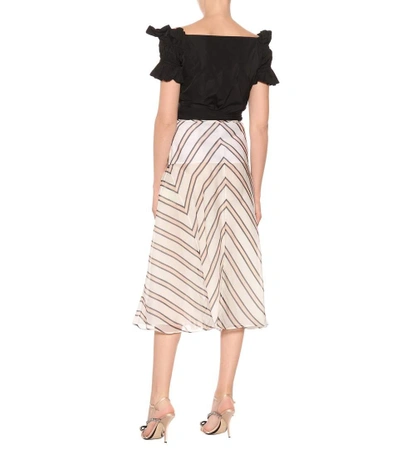 Shop Fendi Striped Silk Gauze Skirt In White