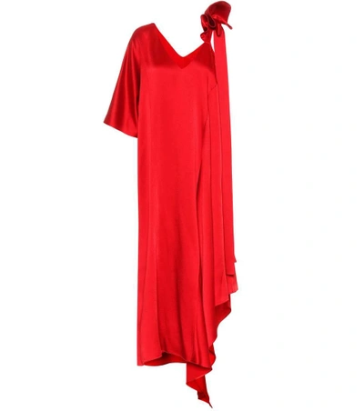 Shop Valentino Satin Gown In Red