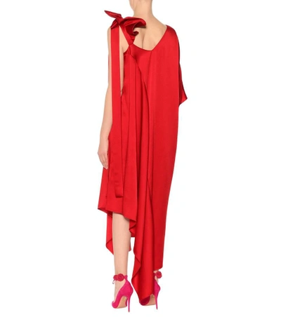 Shop Valentino Satin Gown In Red