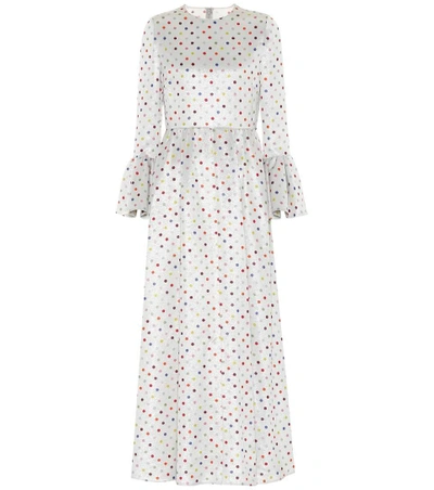 Shop Valentino Polka Dot Bell-cuff Maxi Dress In No