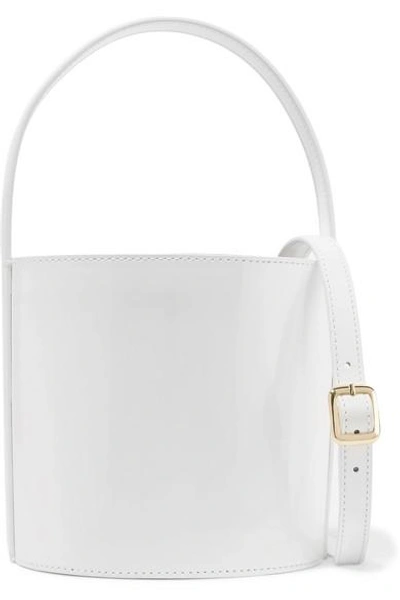 Shop Staud Bissett Patent-leather Bucket Bag In White