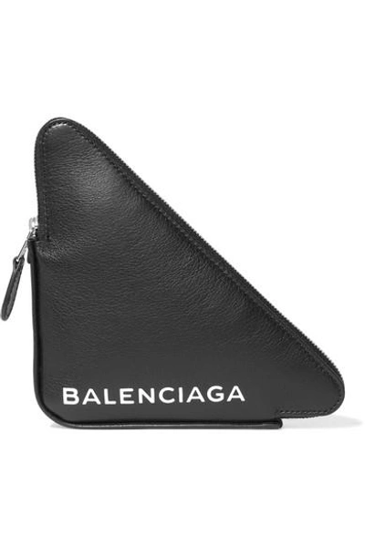 Shop Balenciaga Printed Textured-leather Pouch In Black