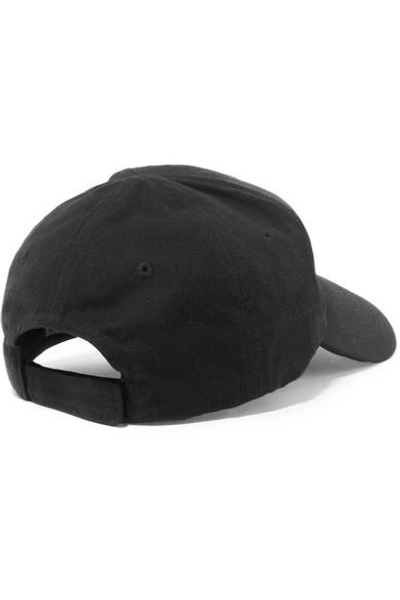 Shop Balenciaga Embroidered Cotton-twill Baseball Cap In Black