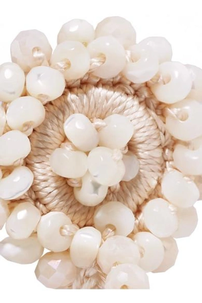 Shop Bibi Marini Sundrop Mother-of-pearl, Bead And Silk Earrings In White