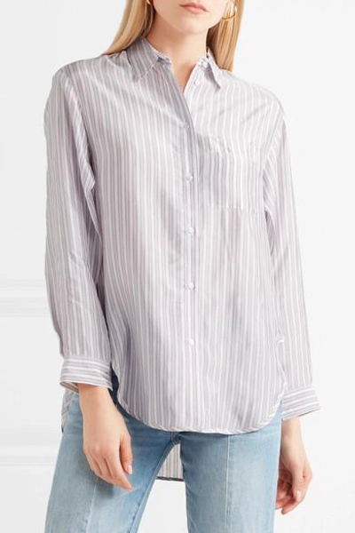 Shop Maje Celina Striped Satin Shirt In White