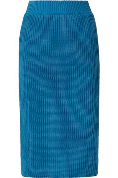 Shop Calvin Klein 205w39nyc Ribbed Cotton Skirt In Bright Blue