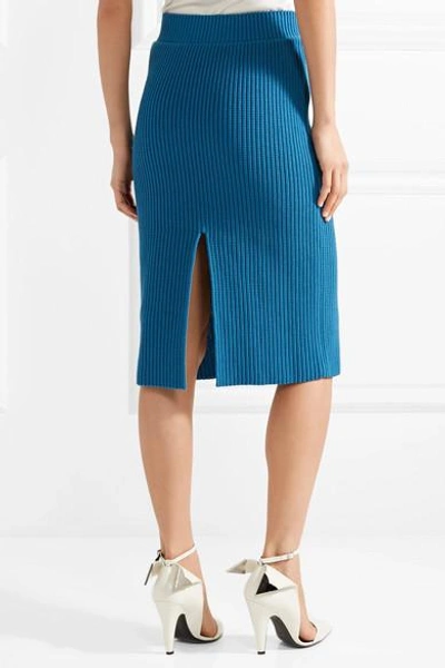Shop Calvin Klein 205w39nyc Ribbed Cotton Skirt In Bright Blue