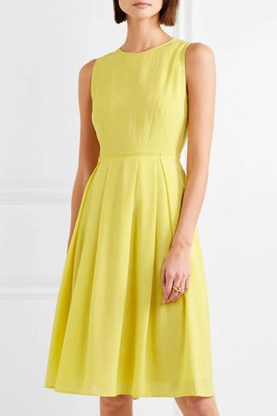 Shop Cefinn Pleated Voile Dress In Yellow