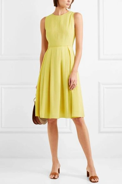 Shop Cefinn Pleated Voile Dress In Yellow