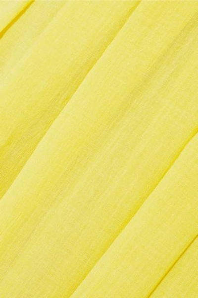 Shop Cefinn Pleated Voile Dress In Yellow