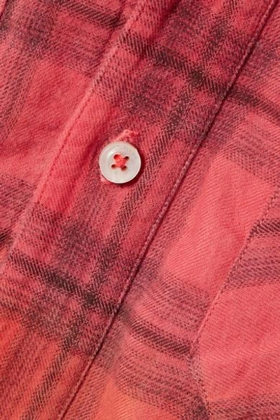 Shop Amiri Frayed Dégradé Checked Cotton-flannel Shirt In Red