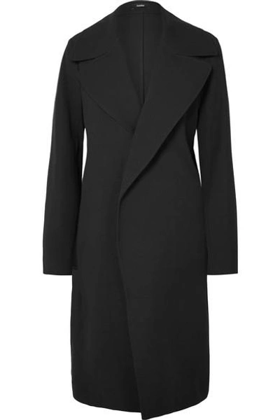 Shop Bassike Cotton-blend Twill Coat In Black