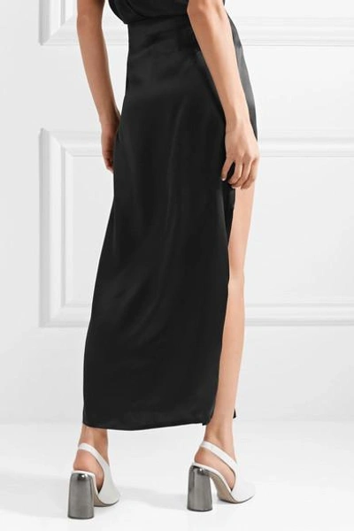 Shop Jw Anderson Cutout Silk-satin Maxi Skirt In Black