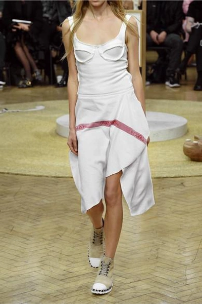 Shop Jw Anderson Tea Towel Asymmetric Woven Cotton-jersey And Linen Dress In White