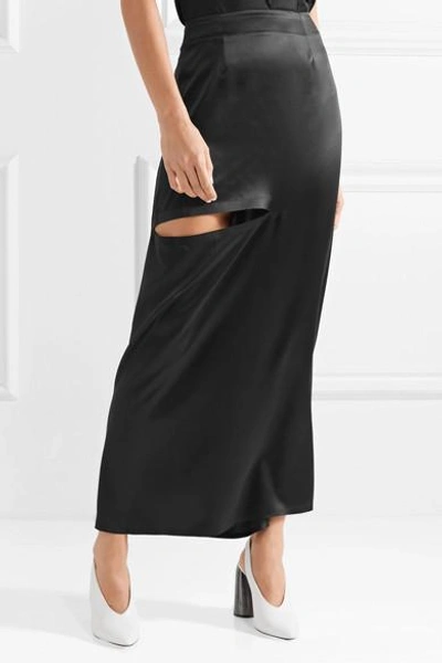 Shop Jw Anderson Cutout Silk-satin Maxi Skirt In Black