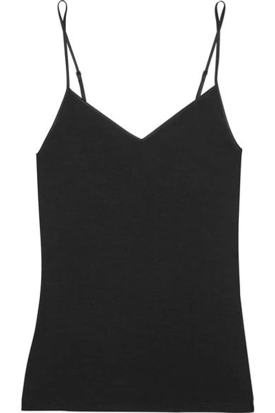 Shop Hanro Merino Wool And Silk-blend Camisole In Black