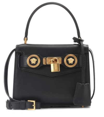 Shop Versace Small Icon Leather Tote In Black