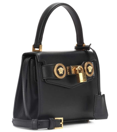 Shop Versace Small Icon Leather Tote In Black
